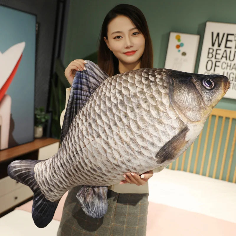 30-100CM Realistic Fish Plush Toy – Soft Tilapia, Carp & Bream Stuffed Pillow, Bed Cushion, Creative Home Decor & Gift