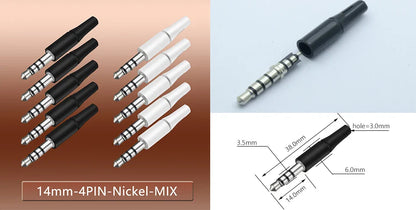 10pcs White & Black 3.5mm Stereo Headset Plug Adapter 3/4 Poles Audio Jack Connector for iPhone 2.5mm