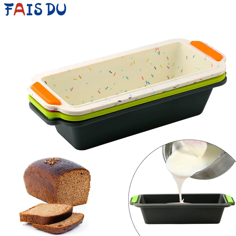 FAIS DU Rectangular Silicone Bread Pan — Non-Stick Toast & Cake Mold, Long Square Bakeware Tray