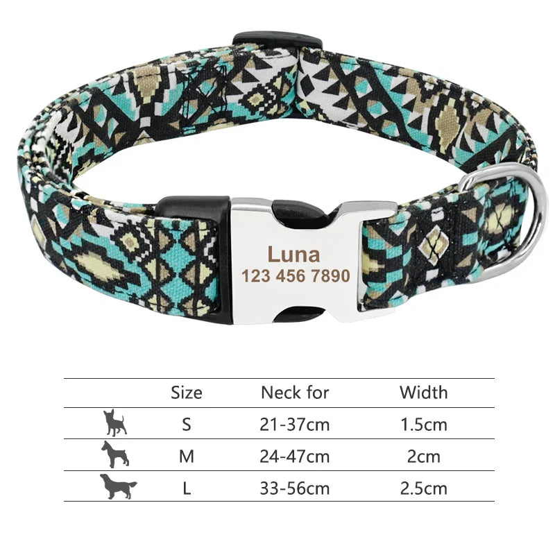Adjustable Nylon Dog & Cat Collar – Personalized ID Collar with Engraved Name Buckle, Anti-Lost for Small, Medium & Large Pets