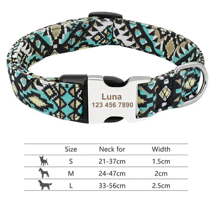 Adjustable Nylon Dog & Cat Collar – Personalized ID Collar with Engraved Name Buckle, Anti-Lost for Small, Medium & Large Pets