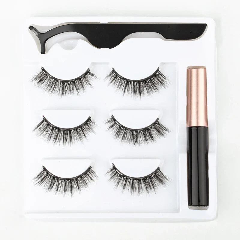 2/3/4 Pairs Magnetic Eyelashes Set - Waterproof Liquid Eyeliner, Tweezer, Dramatic 3D Mink Lashes for Makeup