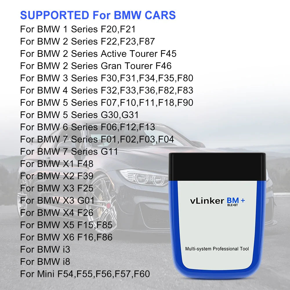 Vgate vLinker BM ELM327 for BMW – WiFi Bluetooth 4.0 OBD2 Car Diagnostic Scanner, Auto Scan Tool, Bimmercode ELM 327 V1.5
