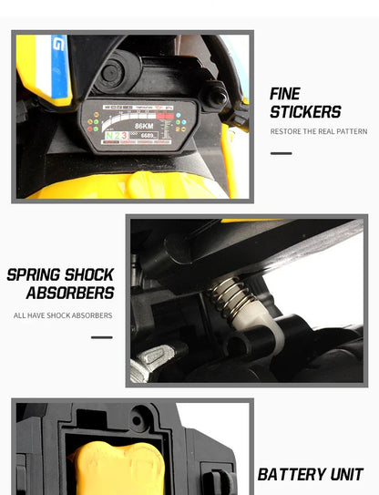 1/6 Scale RC Electric Racing Motorcycle – High-Speed 4CH Remote Control Drift Car Toy for Boys