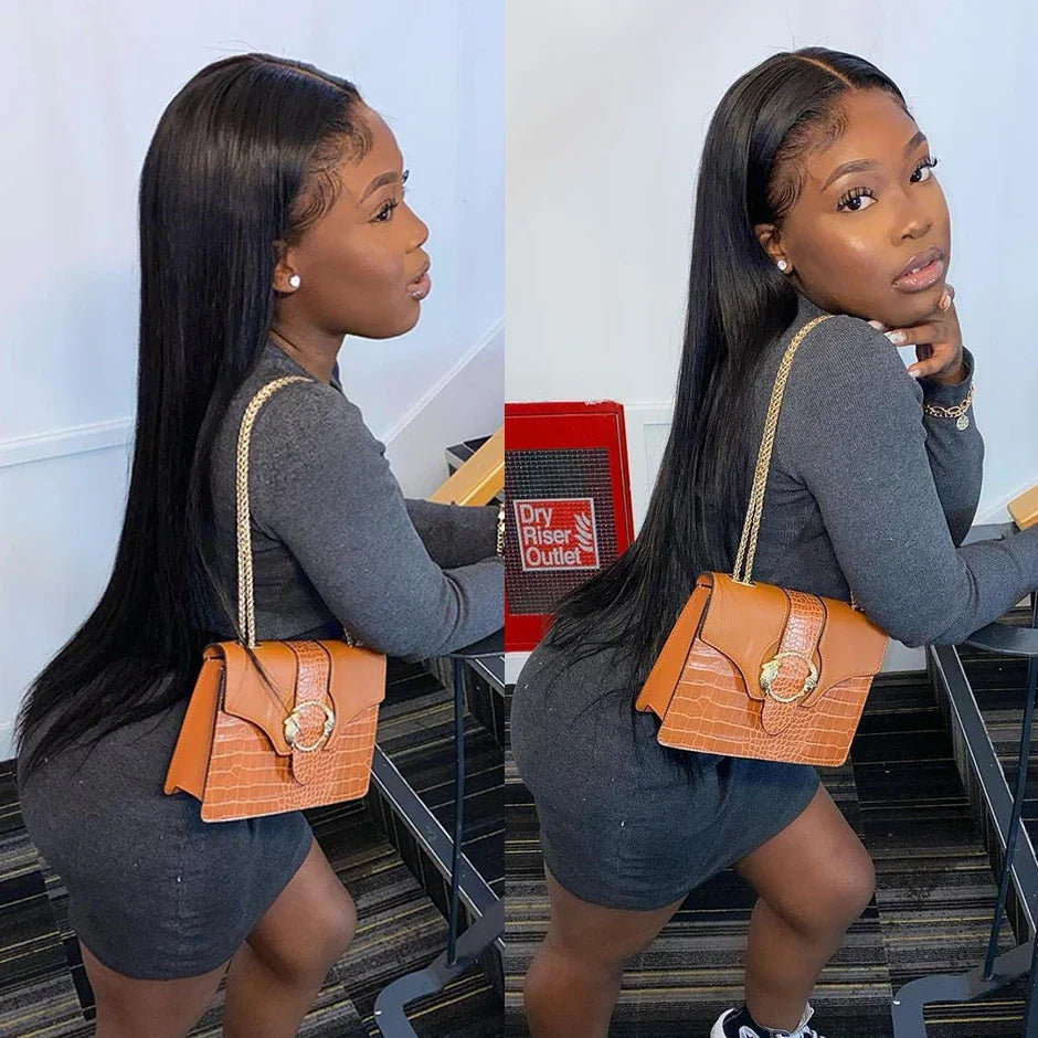 HD Lace Front Human Hair Wig – Straight 13x4 13x6 Transparent Lace Frontal, Pre-Plucked Glueless Wig for Women
