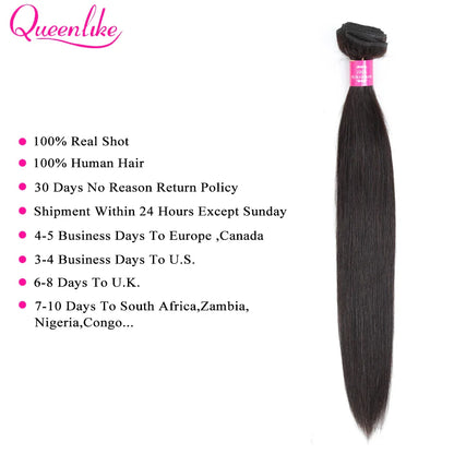 Queenlike Straight Human Hair Bundles – Brazilian Raw Hair Weave with 2x6 Deep Kim Closure