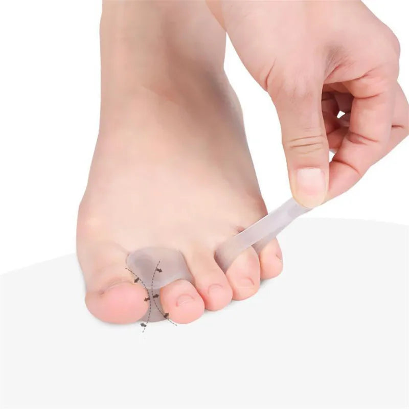 2Pcs Silicone Big Toe Separator & Corrector — Two-Hole Gel Toe Spacer for Valgus Relief, Pedicure & Foot Care Tool