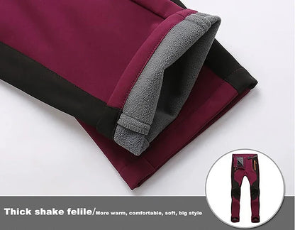 LNGXO Men’s Fleece Hiking Pants – Thick Warm Winter Waterproof & Windproof Soft Shell Ski, Trekking, and Camping Trousers