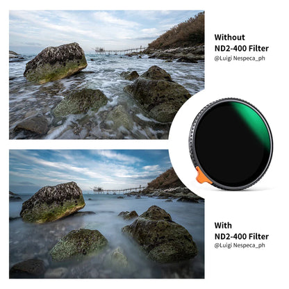 K&F Concept Variable ND Filter ND2–ND400 | HD Adjustable Neutral Density Lens Filter, 49mm–82mm