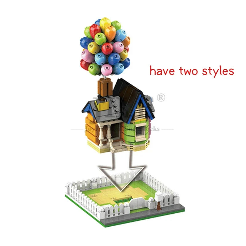 555PCS Flying Balloon House Building Blocks - MOC 7025 City Street View Model & Creative DIY Toy Gift