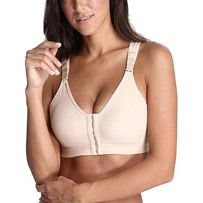 Burvogue Women’s Seamless Padded Push-Up Bra – Front Closure, Adjustable Sports & Post-Surgery Underwear