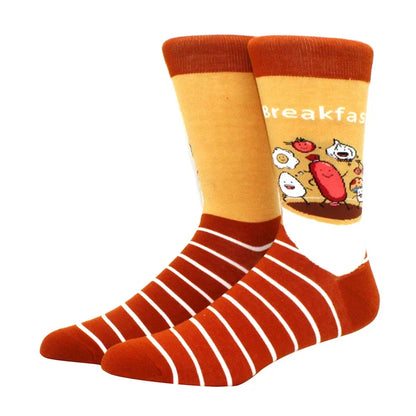 Funny Cartoon Fashion Cotton Socks – Hip Hop Skateboard Style Socks for Men & Women, Beer, Pizza, Astronaut & Pineapple Print Casual Wear Socks