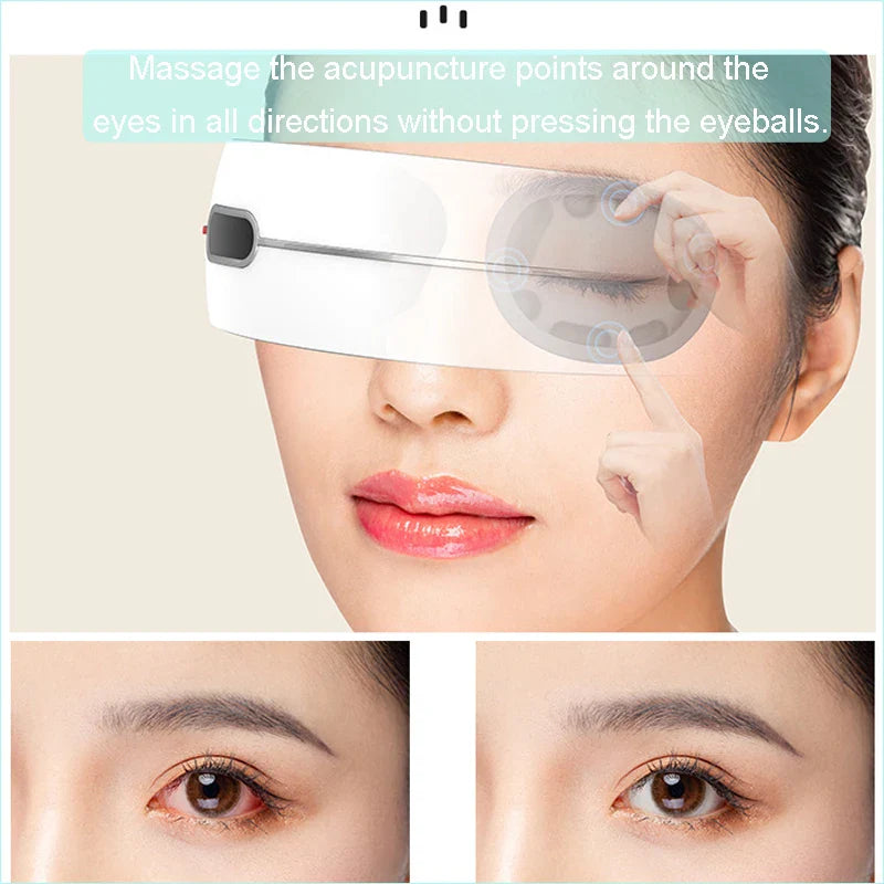 Electric Rotating Kneading Eye Massager | Warm Compress Therapy with Music for Eye Fatigue & Anti-Wrinkle