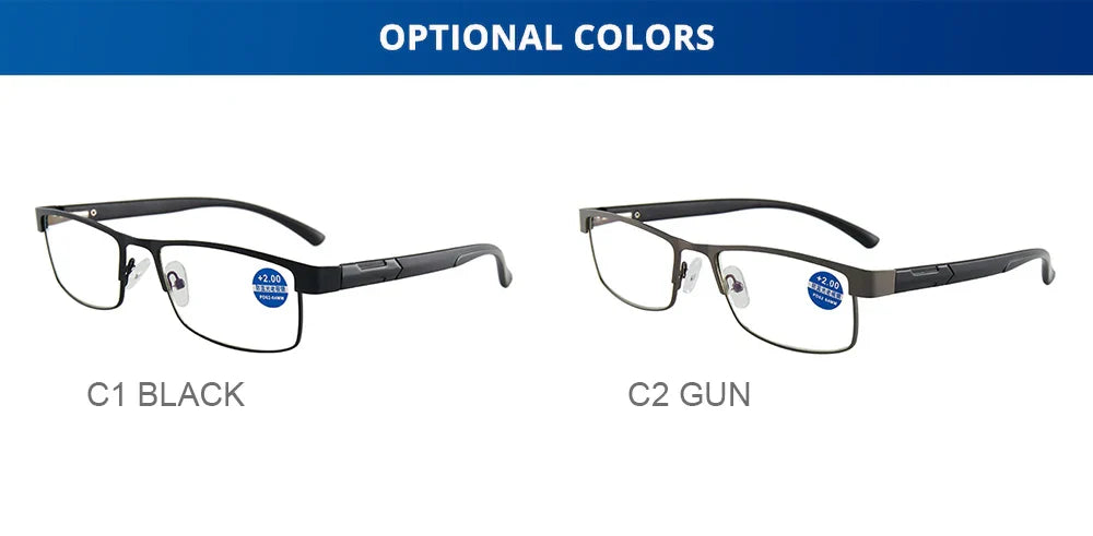 High-Quality Stainless Steel Reading Glasses for Men & Women – Fashion Presbyopic & Anti-Blue Light Eyewear