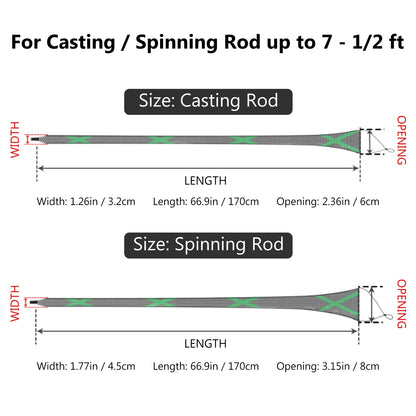 Bassdash Fishing Rod Sleeves: Protective Rod Socks for Casting and Spinning Poles Up to 7-1/2ft