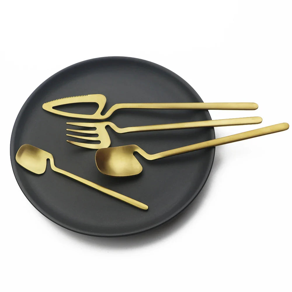32-Piece Black Matte Stainless Steel Cutlery Set – Knife, Fork, Spoon Dinnerware for Bar, Party & Kitchen