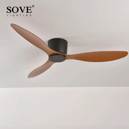 SOVE Modern Black & White Low Floor Ceiling Fan – 30W DC Motor with Remote Control, No Light, 220V