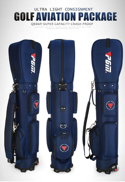 PGM Ultra-Light Golf Bag with Wheels QB069 – Large Capacity Sport & Aviation Bag with Multifunctional Ball Storage