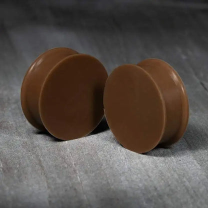 Pair of Flesh Silicone Double Flare Ear Plugs – Large Gauge Ear Expander Piercings, 3mm-50mm