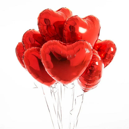 10pcs 18-inch Rose Gold Heart Shape Foil Balloons - Wedding and Birthday Party Decorations, Aluminum Foil Ballons, Air Balls Globos