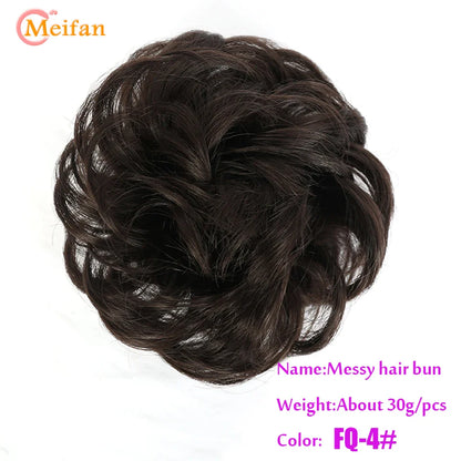 MEIFAN Synthetic Chignon Hair Bun – Elastic Rubber Band Clip-In Updo Ponytail Hair Extension for Women