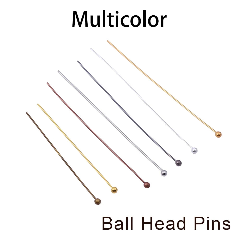 Jewelry Eye Pins & Ball Head Pins - 100/200pcs DIY Findings for Earrings Bracelets Pendants 16-60mm Craft Making Supplies