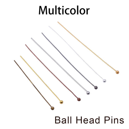 Jewelry Eye Pins & Ball Head Pins - 100/200pcs DIY Findings for Earrings Bracelets Pendants 16-60mm Craft Making Supplies