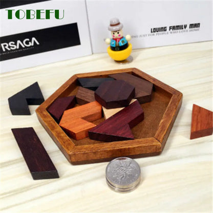Wooden Geometric Jigsaw Board Puzzle – Non-Toxic Educational Brain Teaser Toy for Kids
