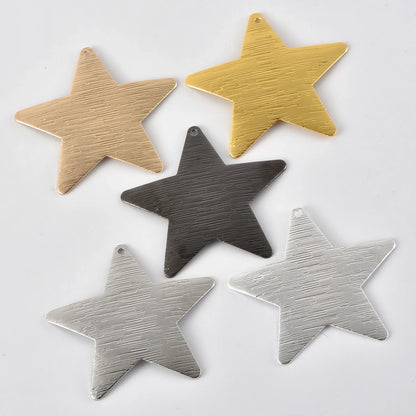 38mm Brushed Curved Five-Pointed Star Pendant Necklace – Single Hole DIY Classic Fashion Jewelry Accessory