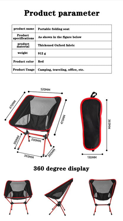 Detachable Portable Folding Moon Chair – Ultralight Outdoor Camping, Beach, Fishing, Hiking Picnic Seat