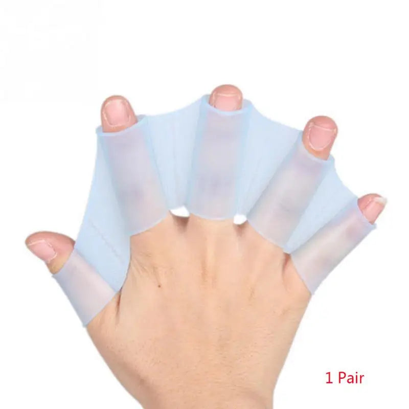 Frog Type Silicone Hand Fins Flippers - 1 Pair Unisex Swimming Finger Webbed Gloves for Water Sports