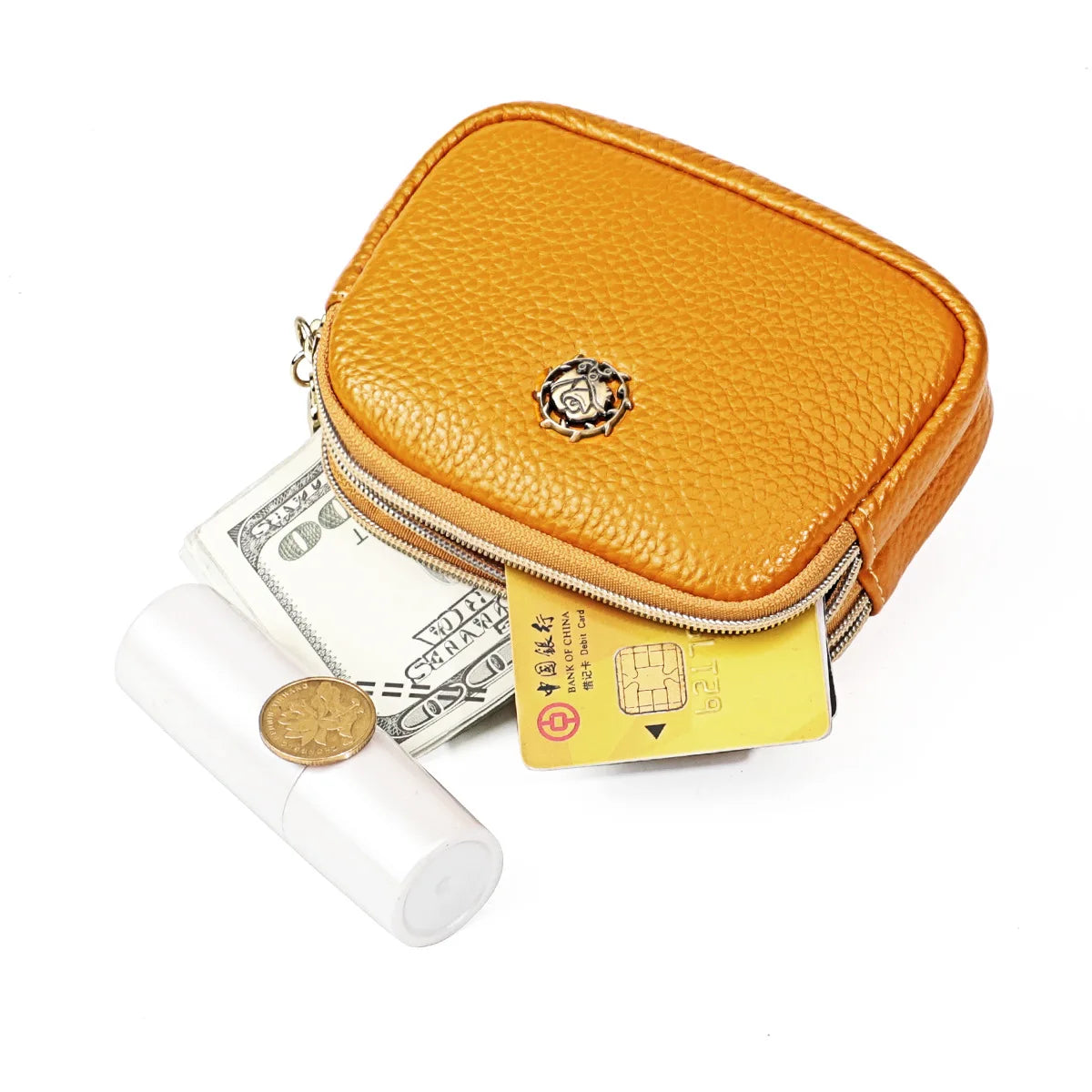 Senorita Genuine Leather Women’s Coin Purse – Double Zipper Small Wallet