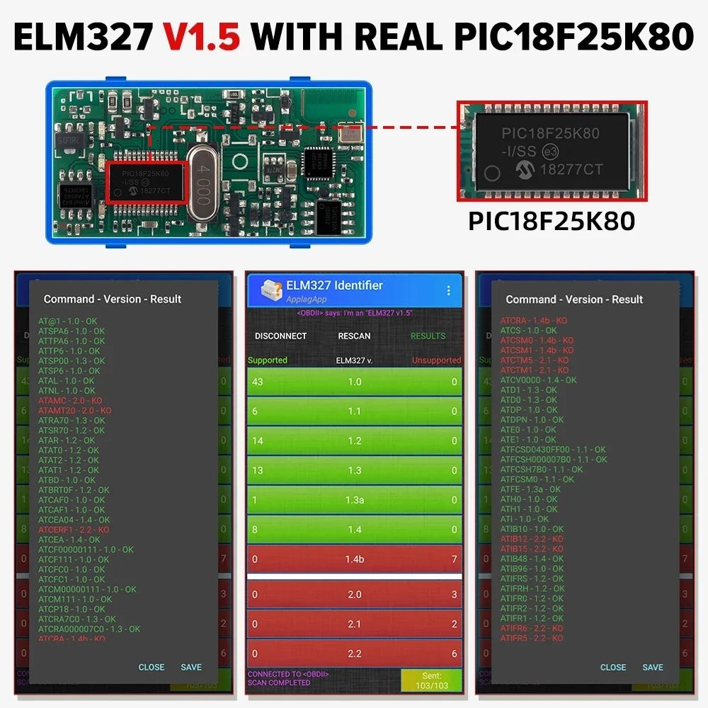 ELM327 V1.5 OBD2 Scanner - Bluetooth & WiFi Car Code Reader Diagnostic Tool for iPhone Android
