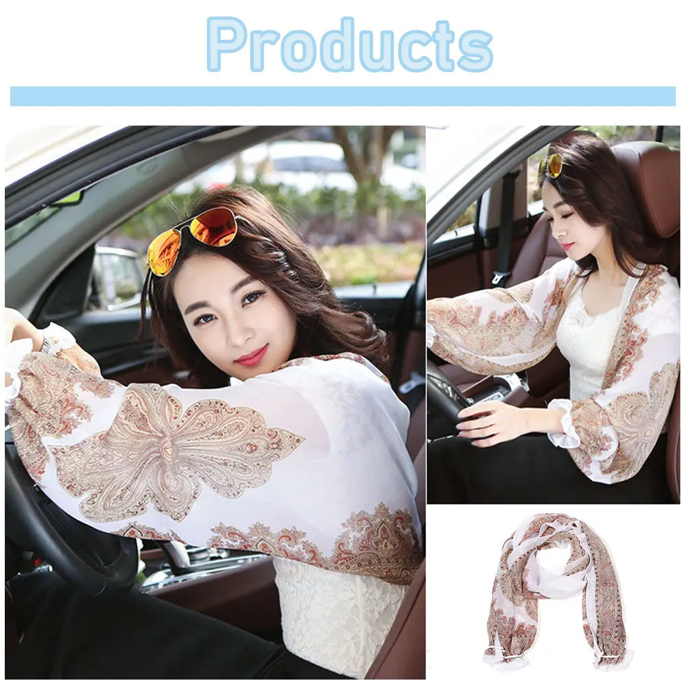 Women's Summer Anti-UV Chiffon Arm Protection Sleeve - Cool Thin Shawl for Outdoor Driving/Cycling - Sun Protection Clothing Accessory