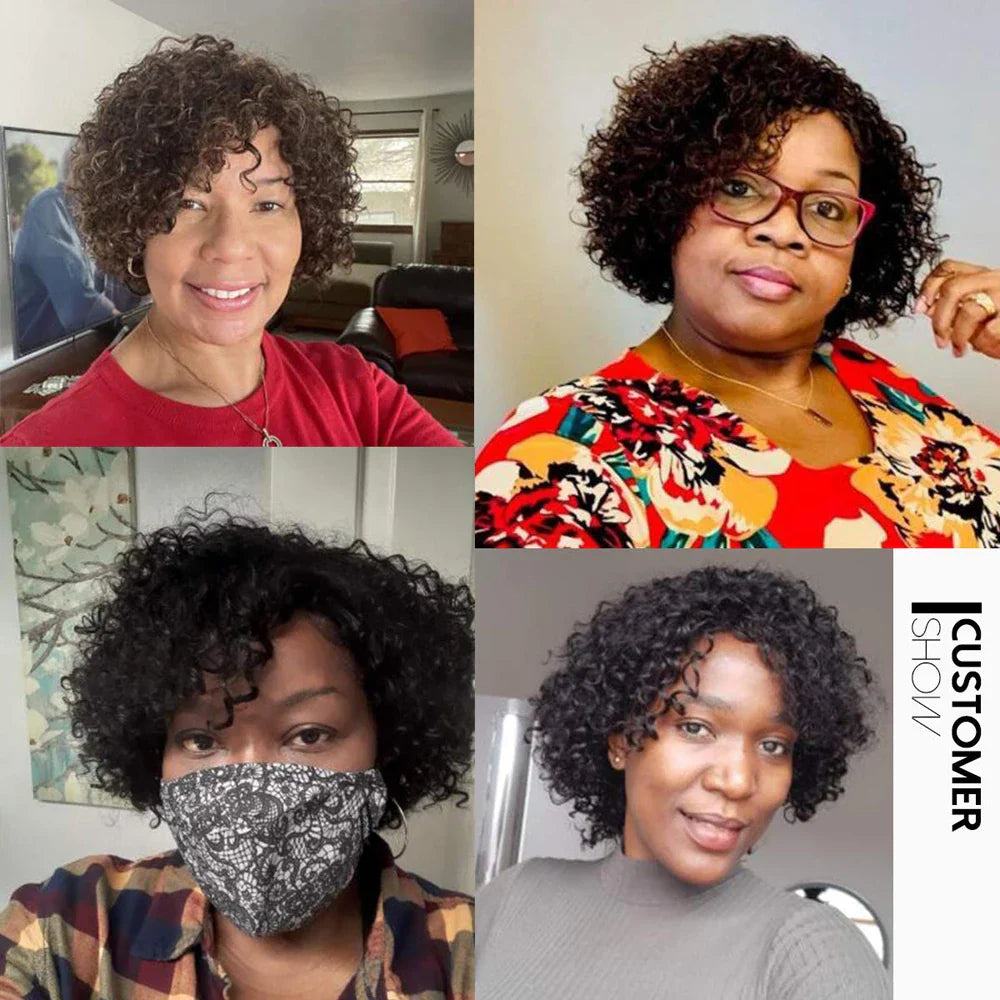 Kinky Curly Human Hair Bundles with Closure – Short Indian Hair Bundles with Circular Closure