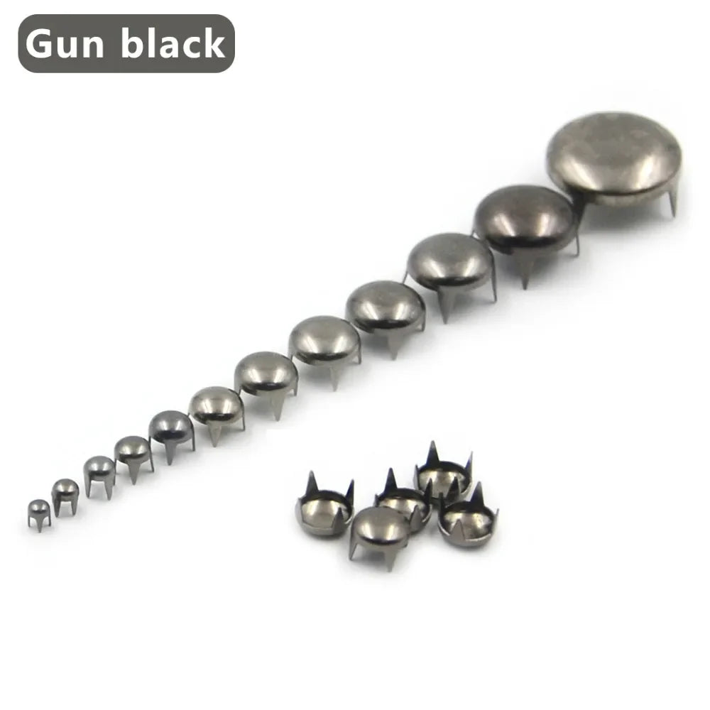 100pcs Round Dome Rivets Spike Studs 2.5-16mm – Punk Rock DIY Leather Craft for Shoes, Clothing & Bags