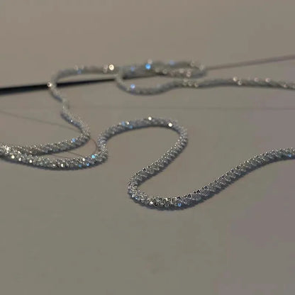 2024 Trend Sparkling Silver Choker Necklace - Elegant Clavicle Chain for Women - Perfect Party & Wedding Jewelry Gift