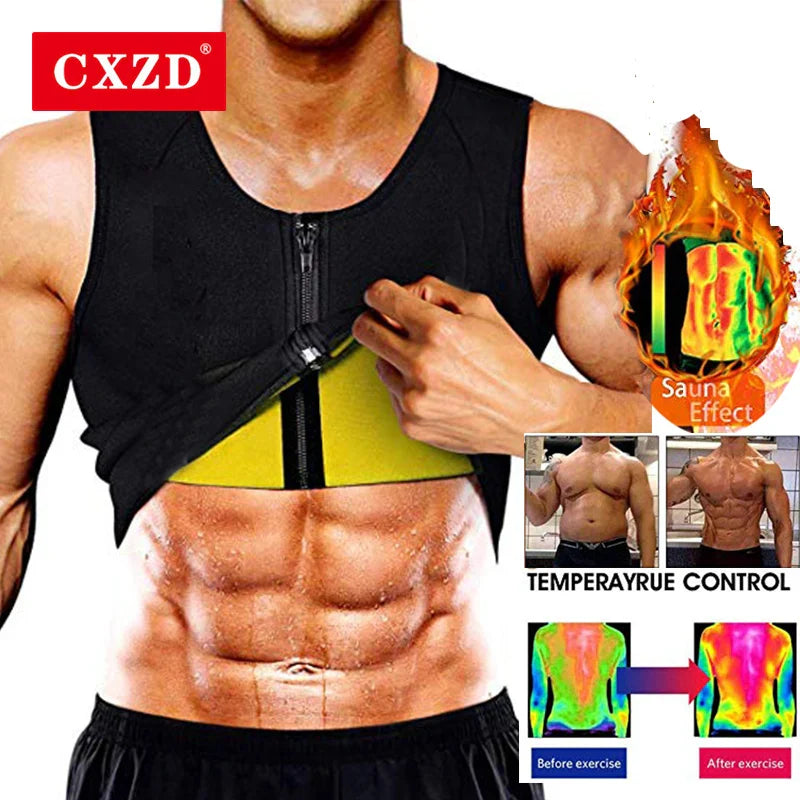 Men’s Body Shaper Waist Trainer – Sauna Sweat Vest Slimming Tank Top for Weight Loss & Fat Burning Workout Shapewear