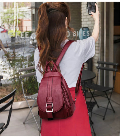 Multifunctional Women's Leather Backpack - Casual Style for Teen Girls, School and Travel Bagpack, Ladies' Chest Bag Sac