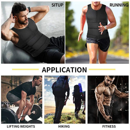 Men's Body Shaper Waist Trainer Vest – Slimming Shirt, Sauna Sweat Vest, Compression Undershirt, Shapewear, Fat Burner Workout Tank Top