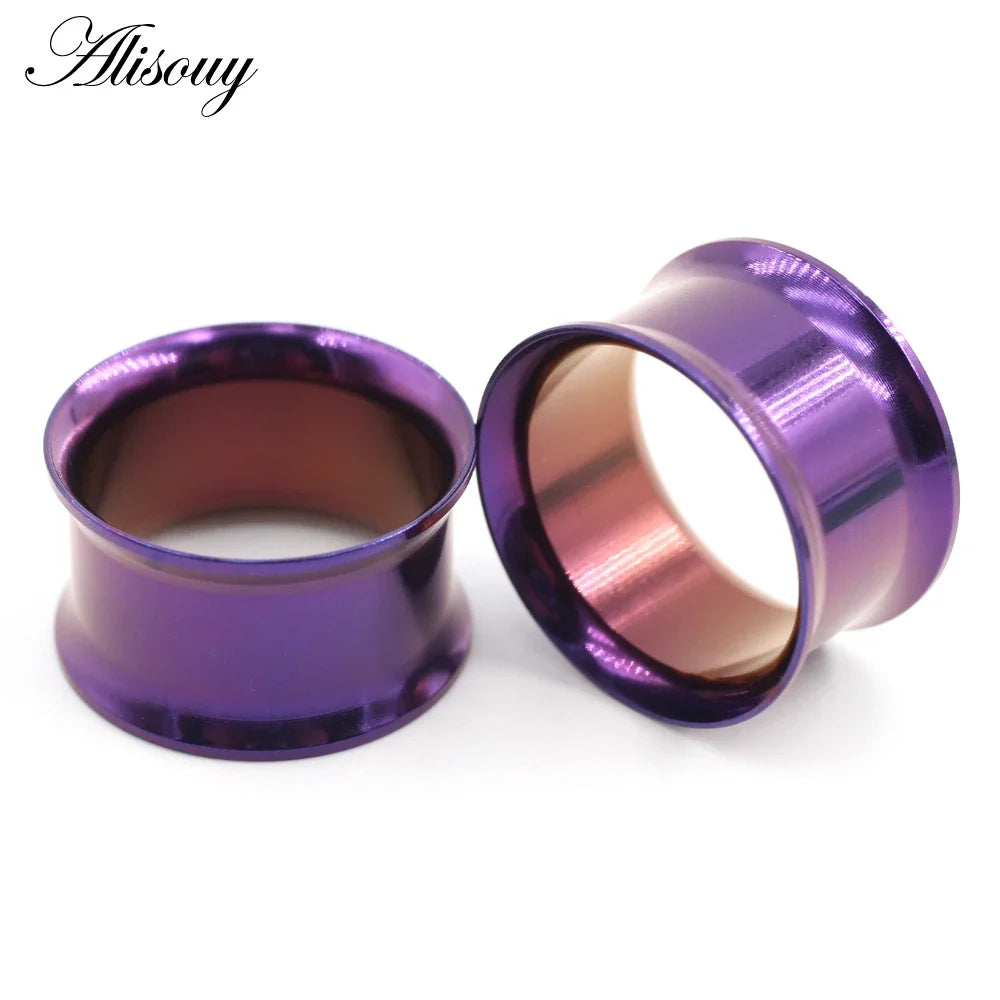 Alisouy Surgical Steel Ear Plug Kit - 2PCS No-Screw Fit Ear Gauges Tunnel Expanders for Body Piercing