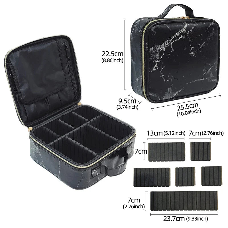 New PU Leather Cosmetic Bag for Women – Multi-Functional Portable Travel Makeup Storage Case