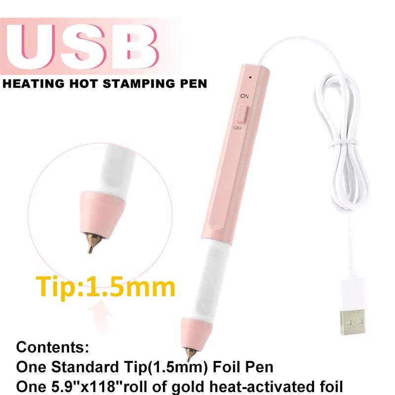 All-in-One USB Heat Foil Pen Kit – Calligraphy & DIY Lettering with 3 Nibs for Custom Foiling