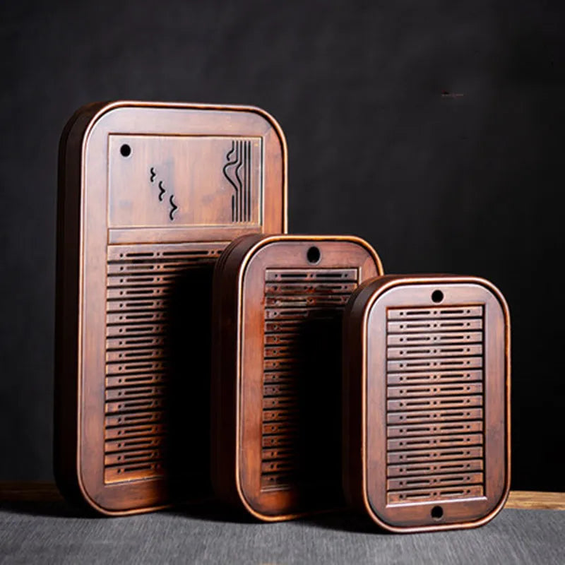 Natural Bamboo Wood Tea Tray – Rectangle Tea Set with Drainage, Water Storage Board for Chinese Tea Cups, Home Accessories