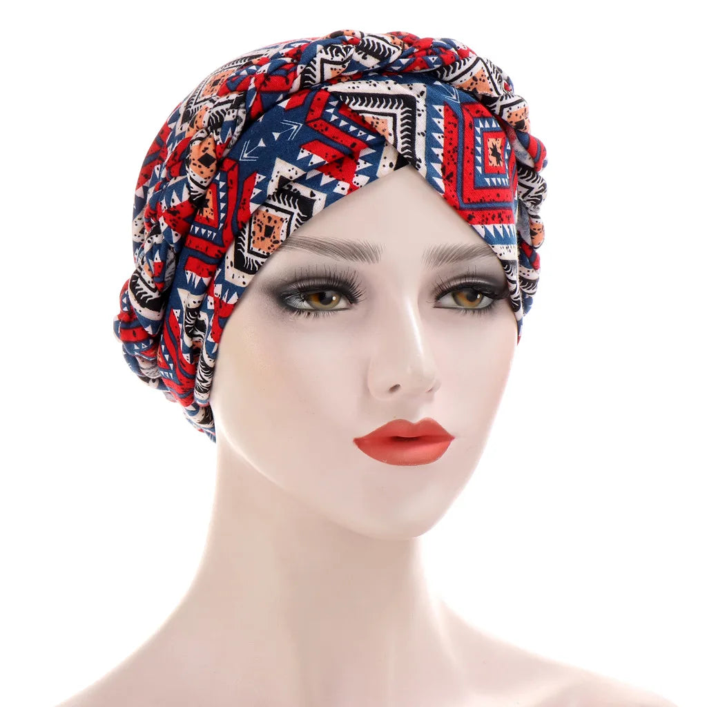 Women’s Cotton Head Scarf – Solid Turban Bonnet Hijab Cap with White Pearl Inner, Muslim Arab Wrap