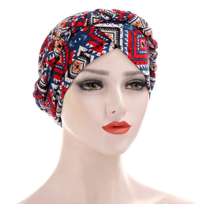 Women’s Cotton Head Scarf – Solid Turban Bonnet Hijab Cap with White Pearl Inner, Muslim Arab Wrap