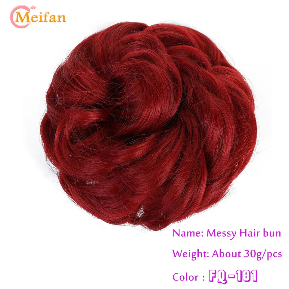 MEIFAN Synthetic Chignon Hair Bun – Elastic Rubber Band Clip-In Updo Ponytail Hair Extension for Women