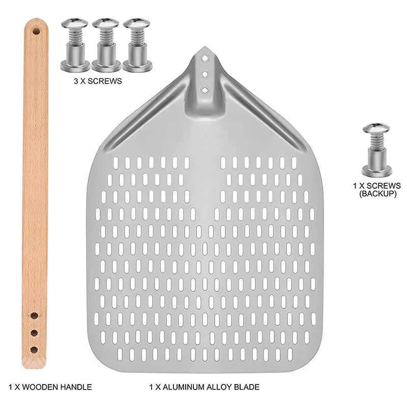 12/14 Inch Aluminum Perforated Pizza Shovel Peel with Detachable Handle - Nonstick Oven Baking Paddle Spatula Turners Accessories