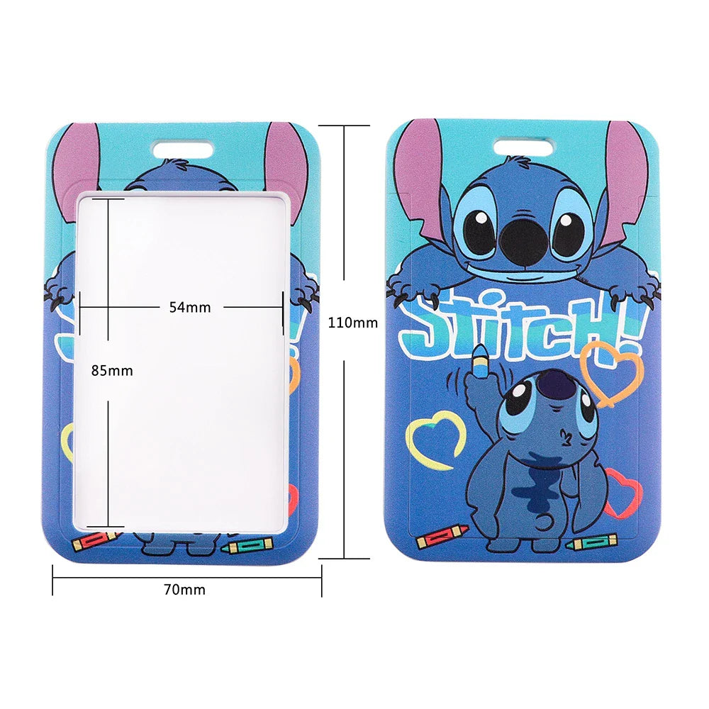 Lilo & Stitch Cute Couples Lanyard – Keychain, ID Badge Holder & Phone Strap with Card Cover Charm Accessories