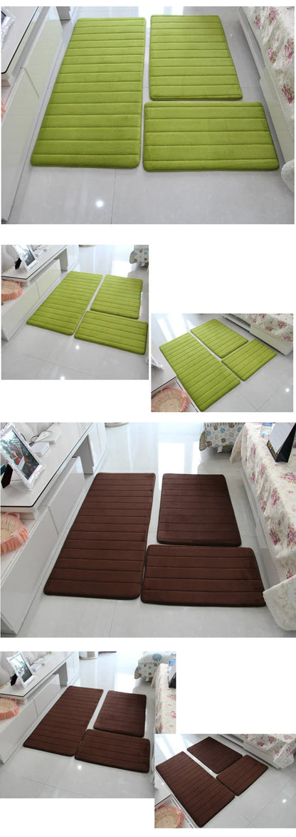 Water Absorption Anti-Slip Bath Mat Set - Bathroom, Toilet, Living Room, Bedroom Floor Carpet (1PC/3PC)
